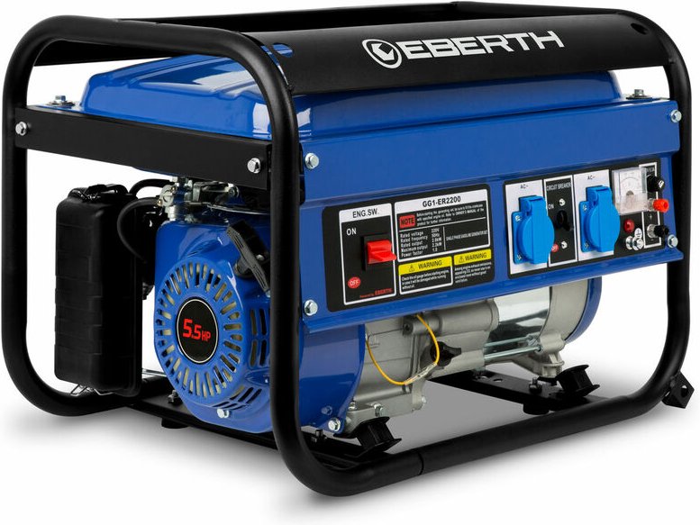 2200 Watt Notstromaggregat Stromerzeuger Stromaggregat mit 5,5 ps Benzinmotor, 4-Takt, luftgekühlt, 2x 230V, 1x 12V, Sei...