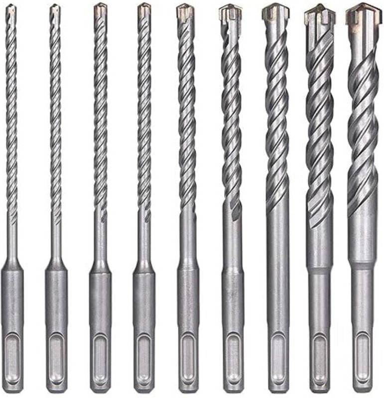 Thumbnail - Linghhang - Betonbohrer, 9 Stück (5 mm – 16 x 160 mm), Fliesenbohrer, SDS-Plus-Elektrohammerbohrer für Bohrhammer, Kreuz...