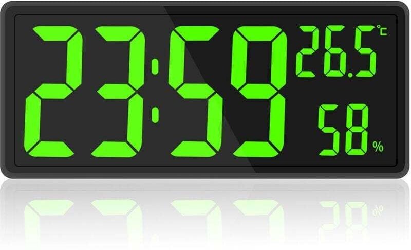 Lablanc - Digitaluhr mit großem Bildschirm, große digitale Wanduhr mit Temperatur und Luftfeuchtigkeit, digitale Wanduhr...