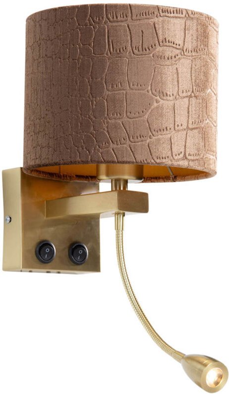 Wandleuchte Bronze mit Samt-Schirm Krokodil-Design 18cm - Brescia