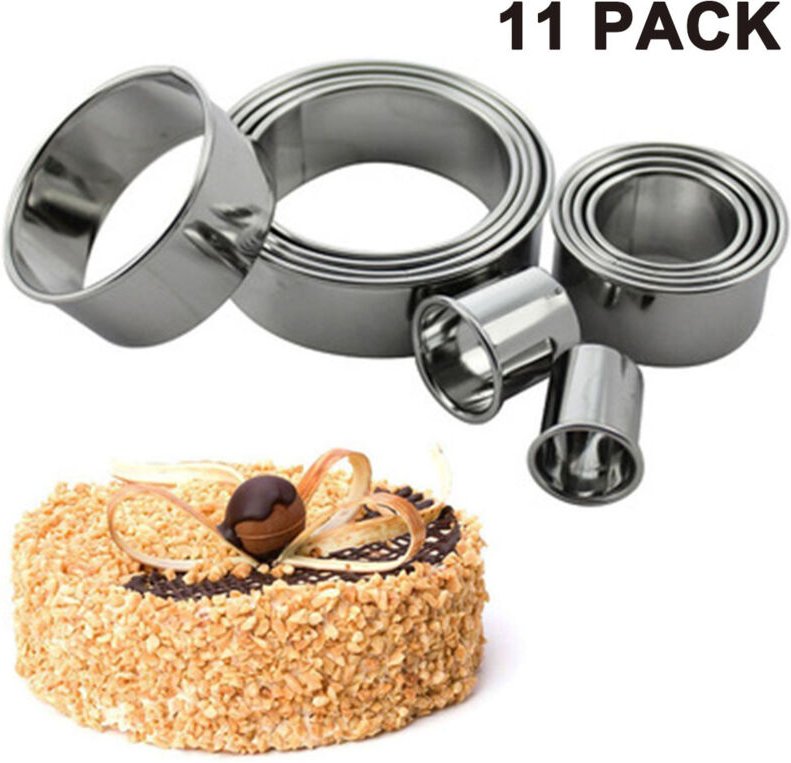 Set mit 11 runden Ausstechformen aus Edelstahl mit Box, für Weihnachtsplätzchen und Kuchen