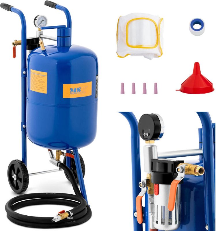 MSW - Druckluft Sandstrahlgerät mobil Sandstrahler Sandstrahlanlage 40 l 8,6 bar
