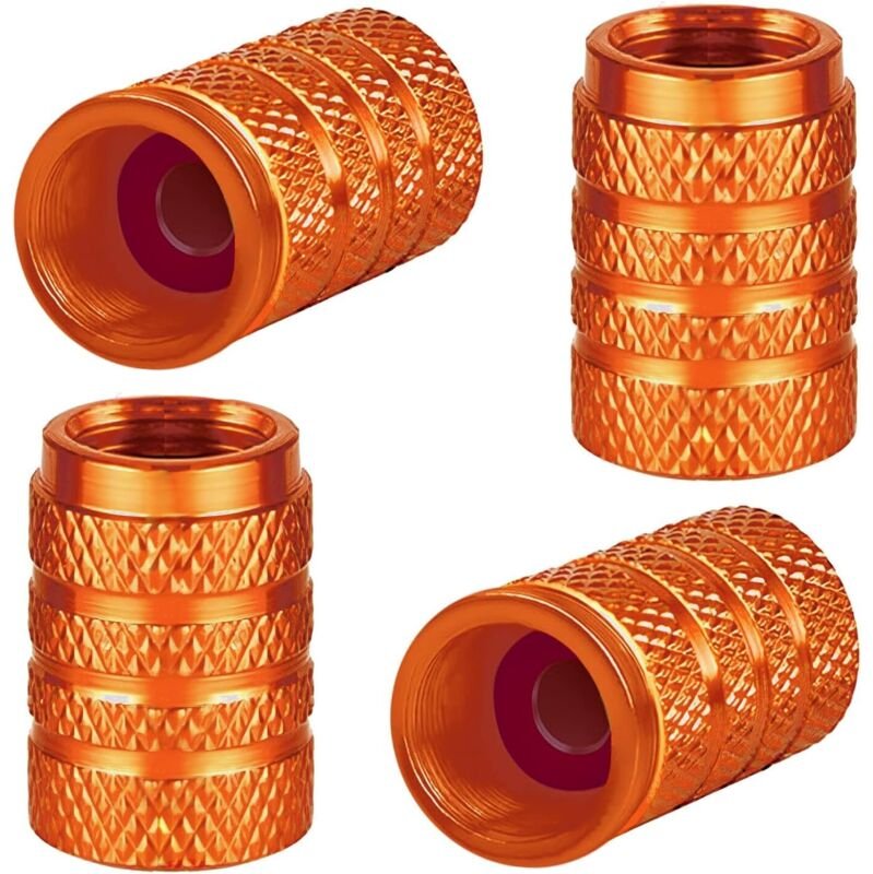 CCYKXA (orange) Set mit 4 Aluminium-Ventilkappen für Autoreifen, universelle Ventilkappen mit Dichtung für Motorrad, LKW...