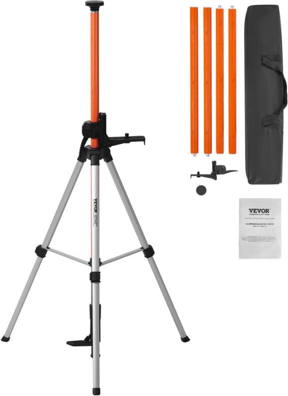 Thumbnail - Laser-Wasserwaagen-Stativ, 1/4'-20 & 5/8'-11 Gewindehalterung, 40,94-133,85 Zoll Höhenverstellung mit Wasserwaage und ro...