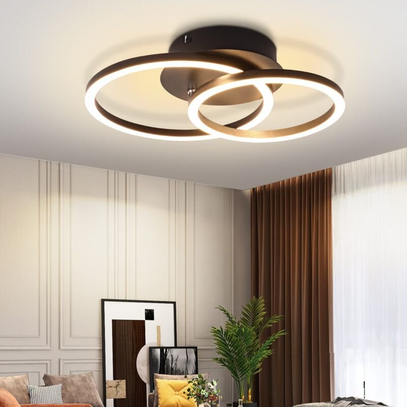 Led Deckenleuchte Deckenlampe Schwarz Gbly 2 Ringe Moderne Runde Design Wohnzimmerlampe 24W 3000K Warmweiß Schlafzimmerl...