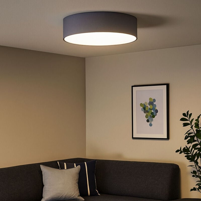 Deckenleuchte Deckenleuchte Stoff anthrazit Lampe Wohnzimmer Beleuchtung Schlafzimmer Modern, Textil anthrazit weiß, run...