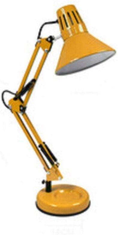 Trade Shop - SCHREIBTISCHLAMPE MIT GELENKARM E27 ANSCHLUSS TISCHLEUCHTE FÜR BÜRO - Gelb