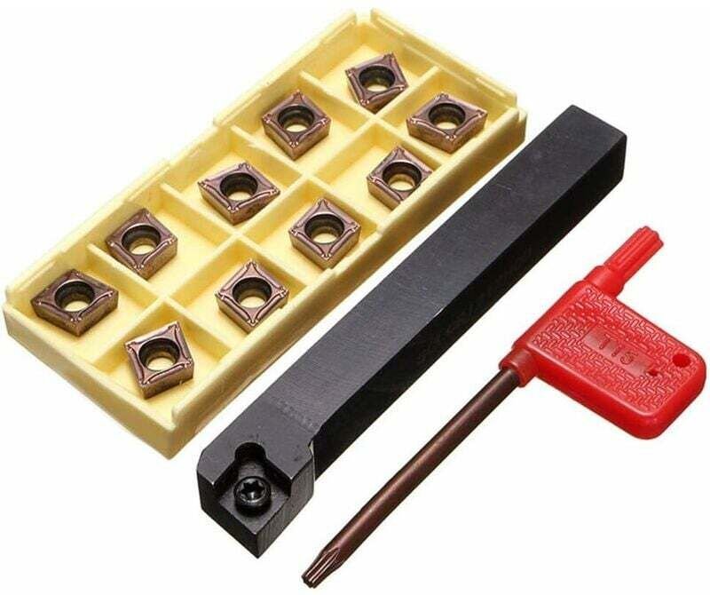 Drehmeißelhalter – 12 x 100 mm mit 10 Hartmetalleinsätzen CCMT09T304PM und Bedienungsanleitung