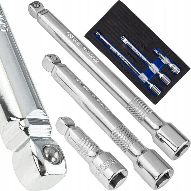 Set verstellbarer Verlängerungen 1/2" 75 150 200 mm verstellbare Verlängerung 3 Stück CRV