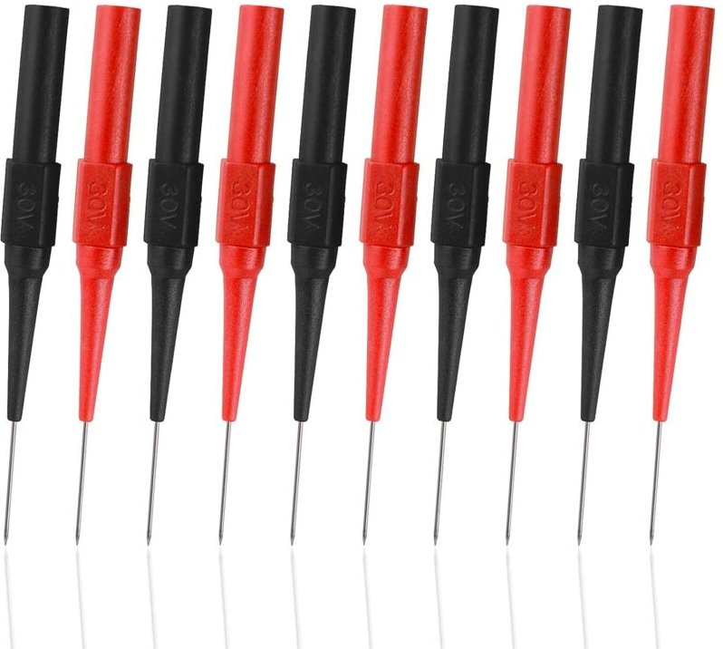 Multimeter-Prüfspitzen, 10 Stück 0,7 mm Multimeter-Prüfspitzen, Isolationsdurchdringungsnadel, abnehmbares Bananenstecke...