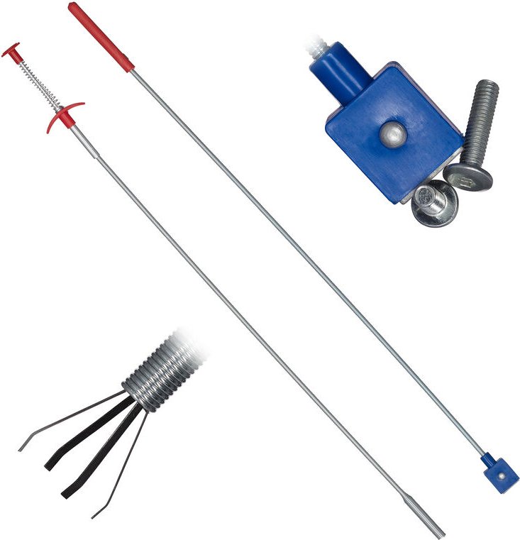 Greifwerkzeug im 2er Set, Magnetheber, Krallengreifer flexibel, Greifkralle, Magnet, biegsam, 600 mm, silber - Relaxdays