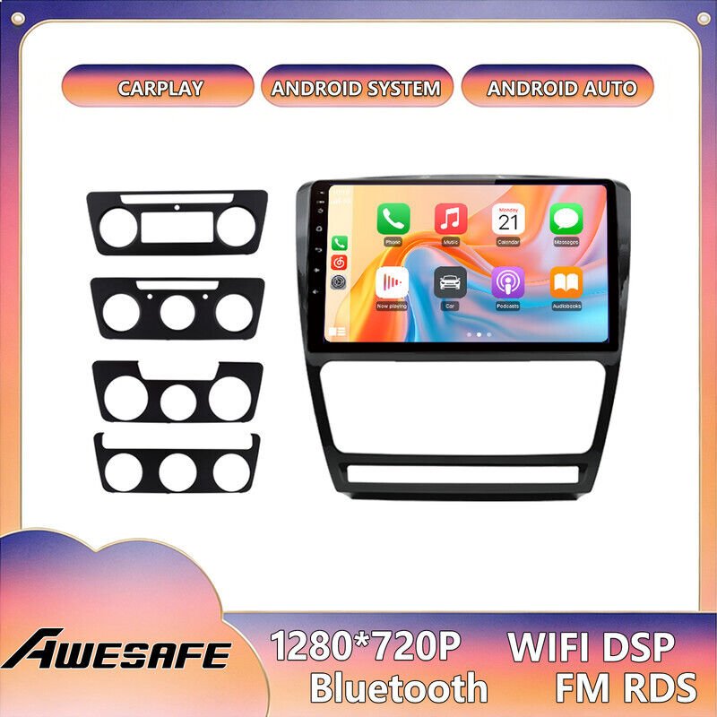 AWESAFE Autoradio Android 13 2GB+64GB für SKODA Octavia 2 (2008-2013) 10'' Touchscreen mit CarPlay GPS Bluetooth Android...