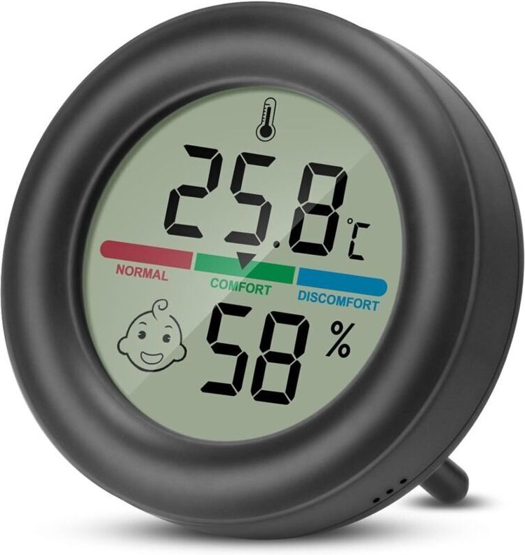 Tragbares digitales Temperatur- und Feuchtigkeitsmessgerät mit Thermometer, Komfortstufenanzeige und Ständer für Inkubat...