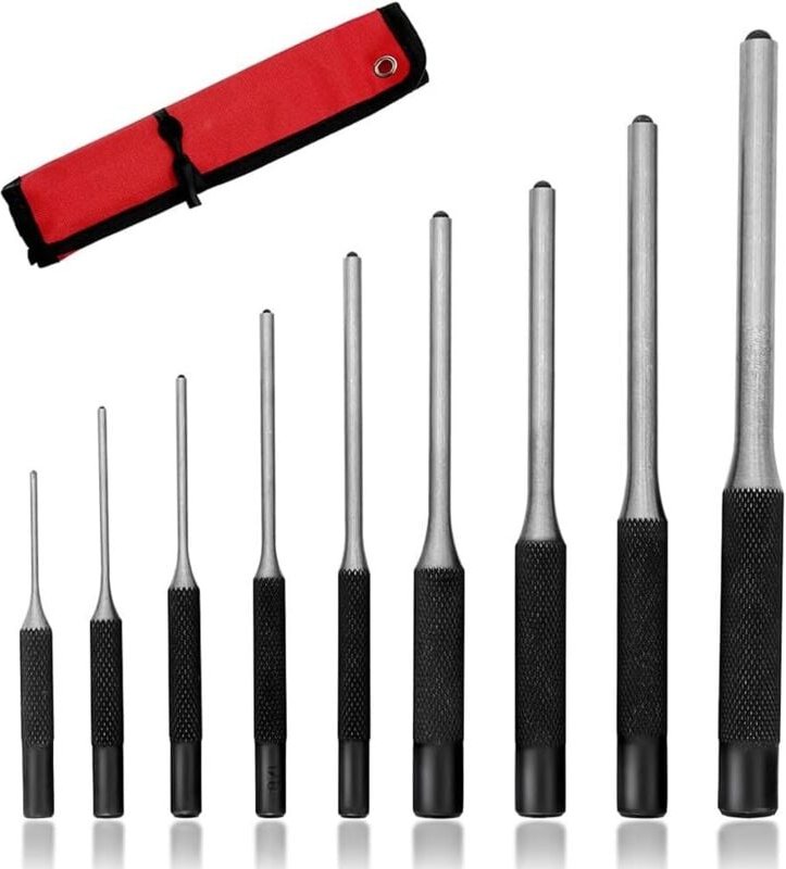 Shining House - 9-teiliger Rollstiftstanzer und Aufbewahrungstasche, Stahlherstellungs-Rollenstiftstanzer-Werkzeugsatz, ...