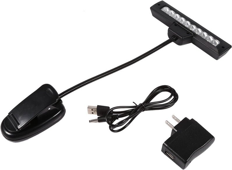 Eosnow Tragbare 10 LED Clip auf Notenständer Klemmleuchte Schlafzimmer Schreibtisch Leselampe AC 110V 220V 2