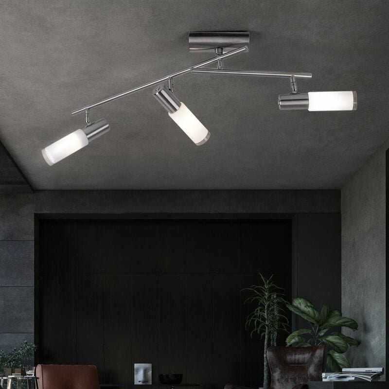 Eglo - Deckenleuchte Deckenlampe Spotleuchte Wohnzimmerlampe, Spot beweglich 3 Flammig, Stahl Nickel matt Glas weiß, 3x ...