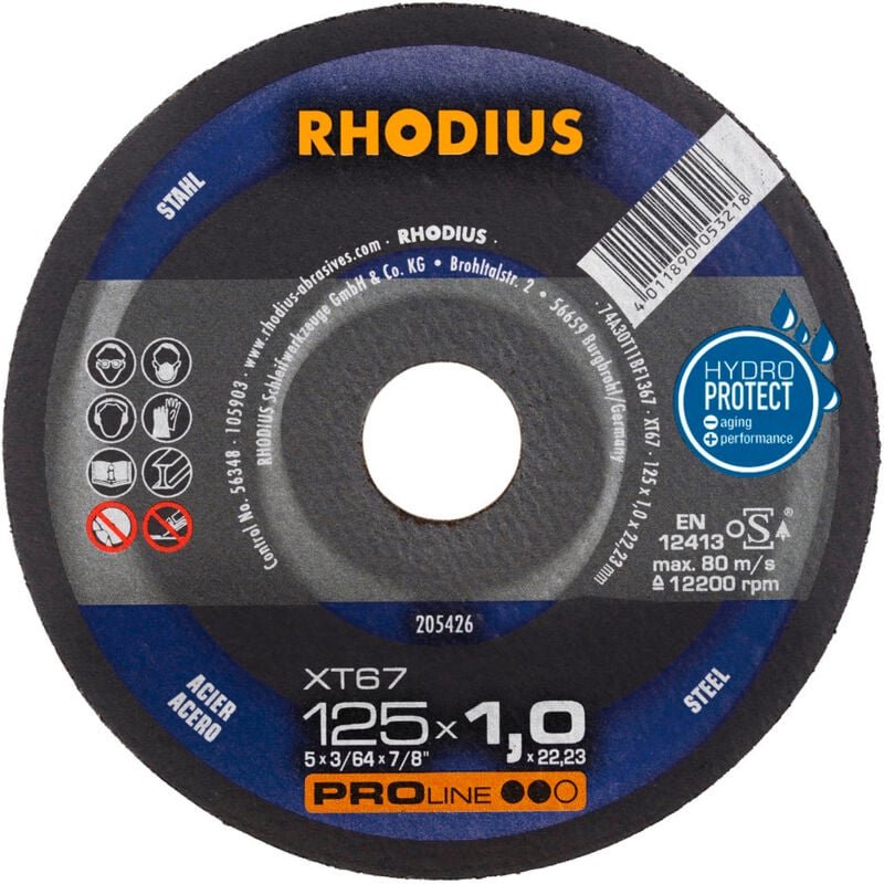 XT67, 50 Stück, 125 x 1,0 mm, Trennscheibe - Rhodius