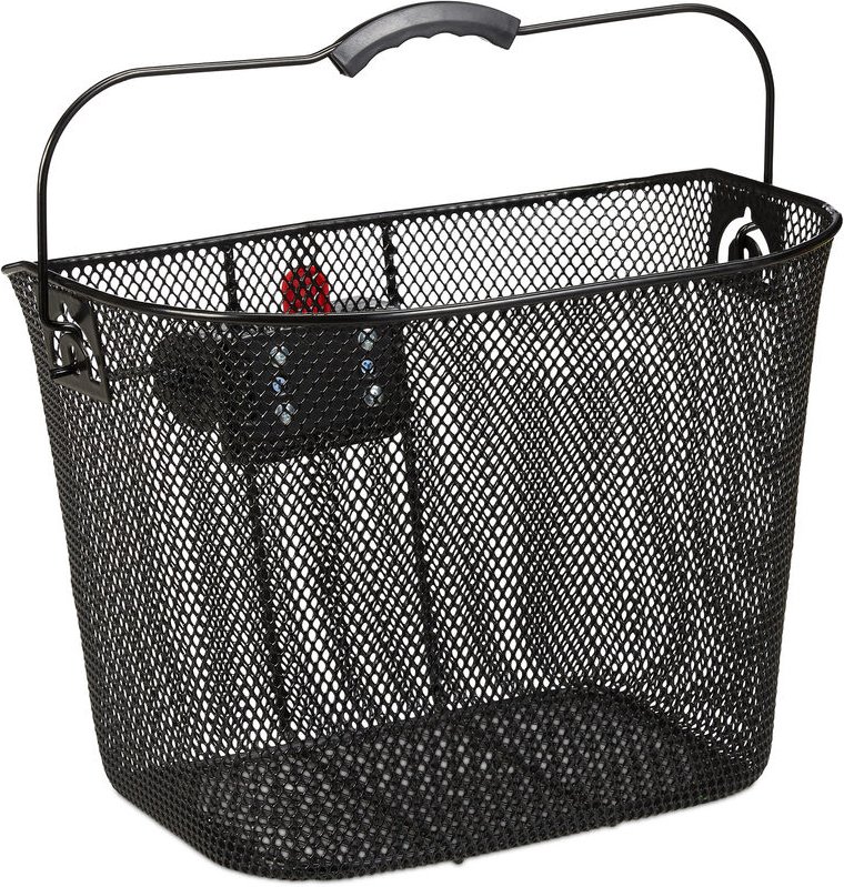 Relaxdays - Fahrradkorb für Vorne, abnehmbar, mit Klicksystem, Lenkerkorb Metall, engmaschig, hbt 27x34,5x26cm, schwarz