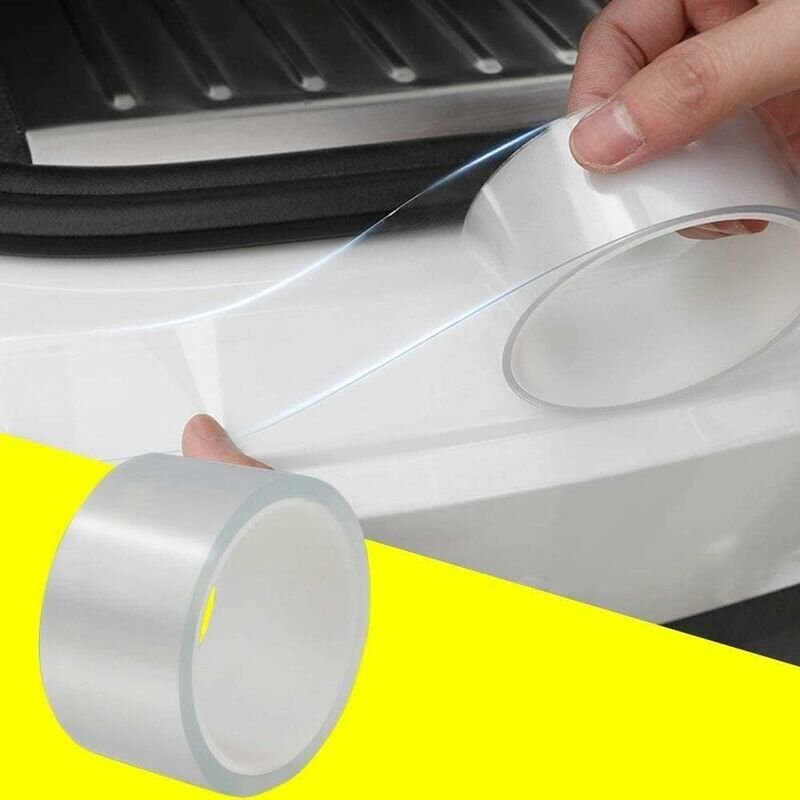 2 cm 10 m) Stoßstangenschutz, Autotürschwellenschutz, Felgenschutz - Transparenter Autoschutzstreifen aus Gummi