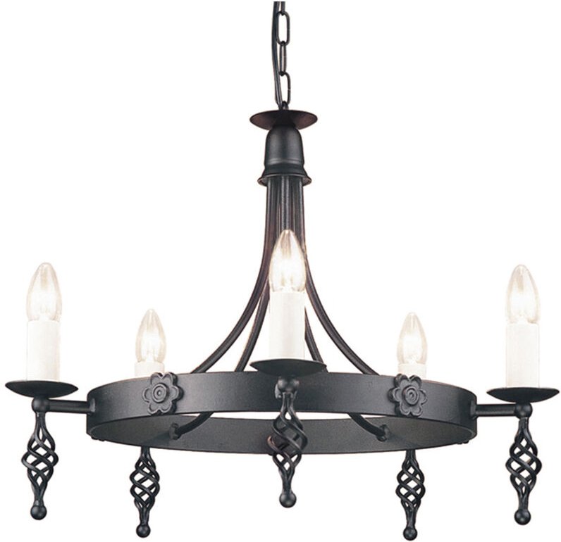Elstead Belfry - 5 Light Chandelier Black Finish, E14