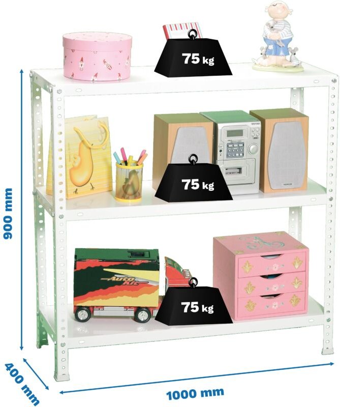 Simonrack Leichte Metallregal Weiß 3 Regale