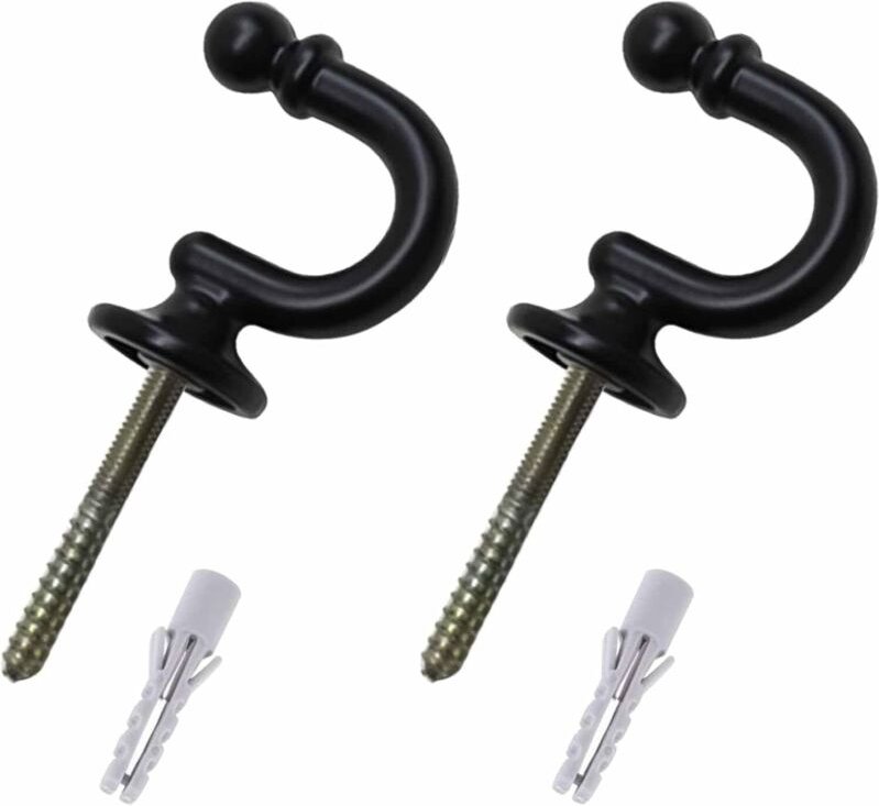 Set mit 4 schwarzen Gardinenhalterhaken