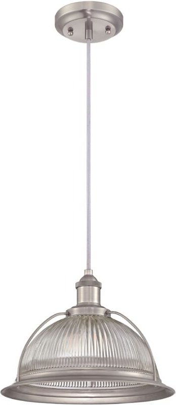 Pendelleuchte Retro Nickel und Klarglas mit 1 Lampe