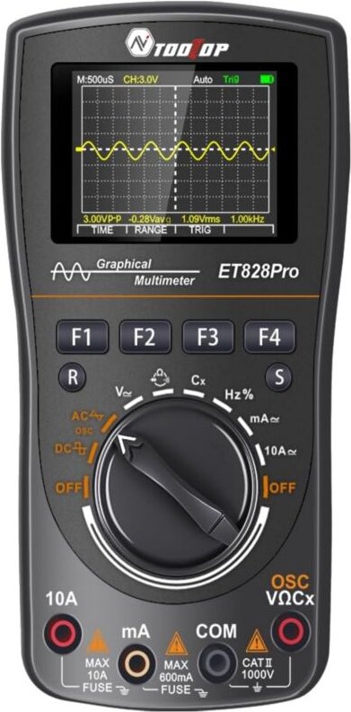 Digitales Hand-Oszilloskop & Multimeter 2-in-1, 10 MHz 50 Msps True RMS, 6000 Counts, 2,4" Farbdisplay, Tragbares Messge...