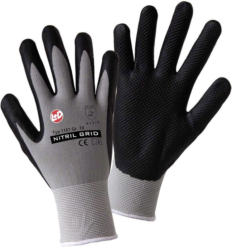 Leipold Doehle nitril grid 1167-10 Nylon Arbeitshandschuh Größe (Handschuhe): 10, xl en 388:2016 c
