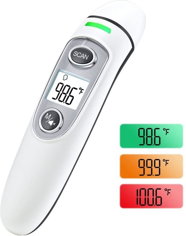 Stirnthermometer für Erwachsene und Kinder, digitales Infrarot-Thermometer, berührungsloses Fiebermessgerät mit LCD-Bild...