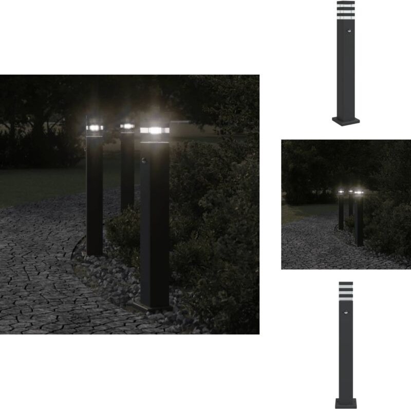 Wegeleuchte mit Bewegungsmelder Schwarz 80 cm Aluminium - Außenbeleuchtung - LED-Strahler - Gartenlampe - Sicherheitslic...