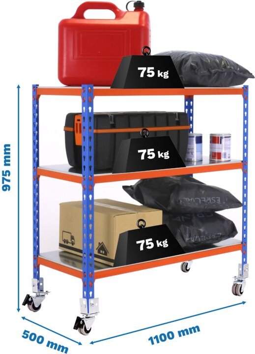 Simonrack Mobile Superplus Metallregal verstellbar Blau Orange