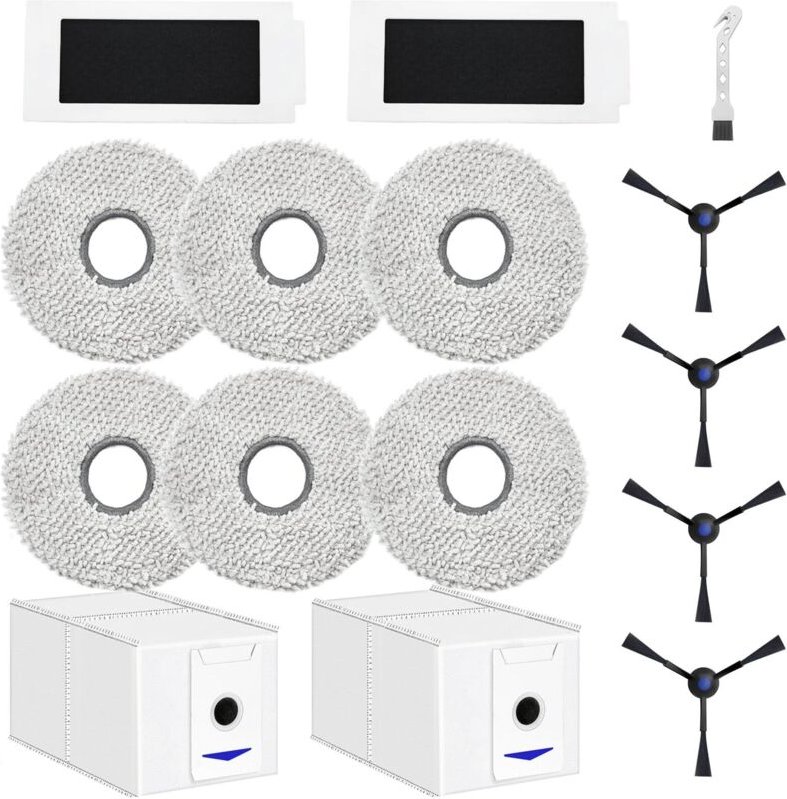 Ersatzteile für ECOVACS DEEBOT T30 Pro Omni / T30 Omni Saugroboter: 6 Wischtücher + 2 Staubbeutel + 4 Seitenbürsten + 2 ...