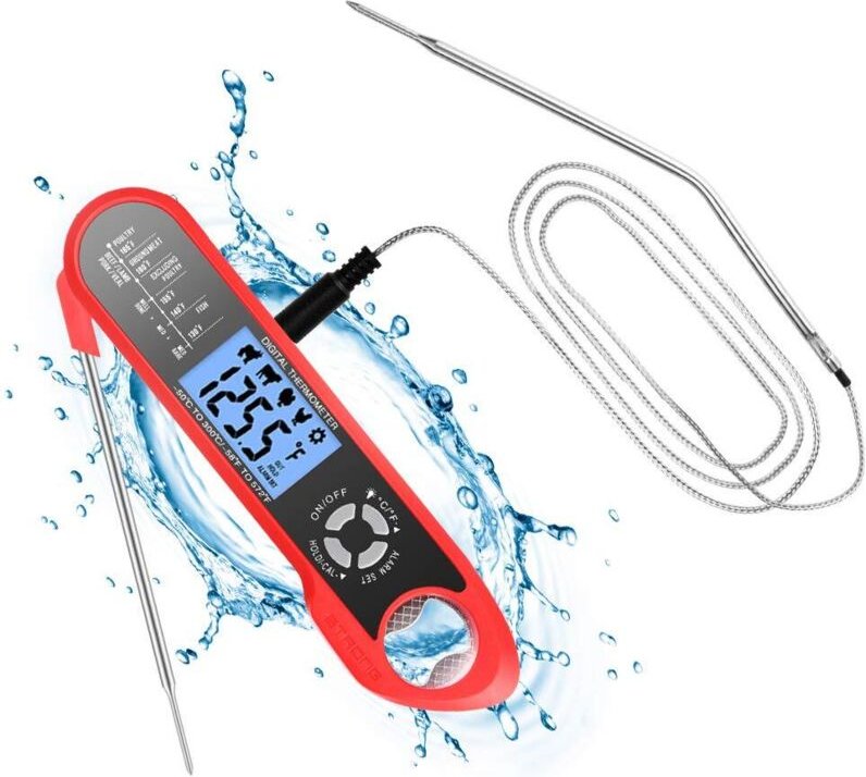 Küchenthermometer mit zwei Sonden und langem Kabel, elektronisches LCD-Sofortanzeige-Thermometer, zum Kochen in der Küch...