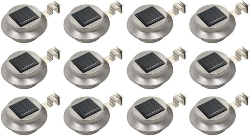 vidaXL Solar-Außenleuchten 12 Stk. LED Rund 12 cm Weiß