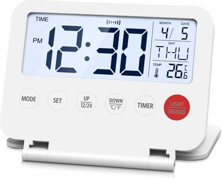 Tlily - Reisewecker, tragbarer digitaler Wecker, kompakter Kalendertimer mit Schlummerfunktion, 12/24-Stunden-Anzeige, f...