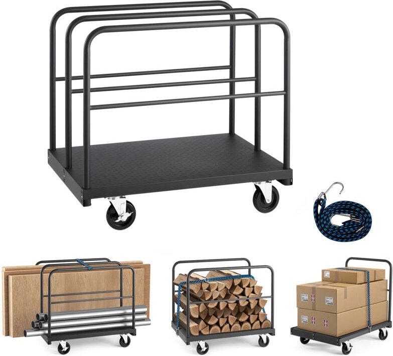 Mophorn Plattenwagen, 816 kg Tragkraft, 2-in-1 Transporthilfe mit 360° drehbaren Rollen, Plattenroller und Transportkarr...