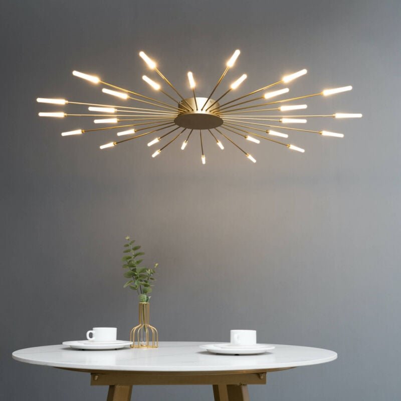 Kosilum - Große Messing-Deckenleuchte mit LED-Armen in Sonnenform - Isco