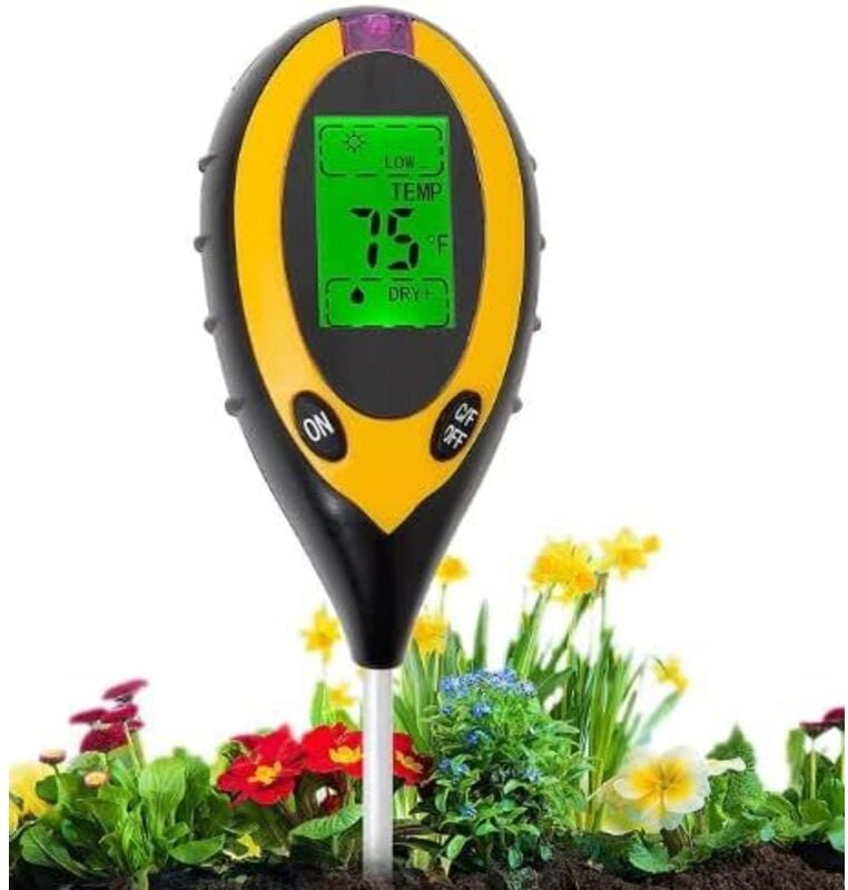 4-in-1-Bodentester für pH-Wert, Licht, Feuchtigkeit und Temperatur, ideal für Pflanzen und Garten