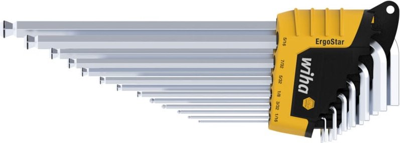 Stiftschlüssel Set im ErgoStar Halter Sechskant-Kugelkopf MagicRing® 13-tlg. mattverchromt, Zoll-Ausführung (36521) - Wi...