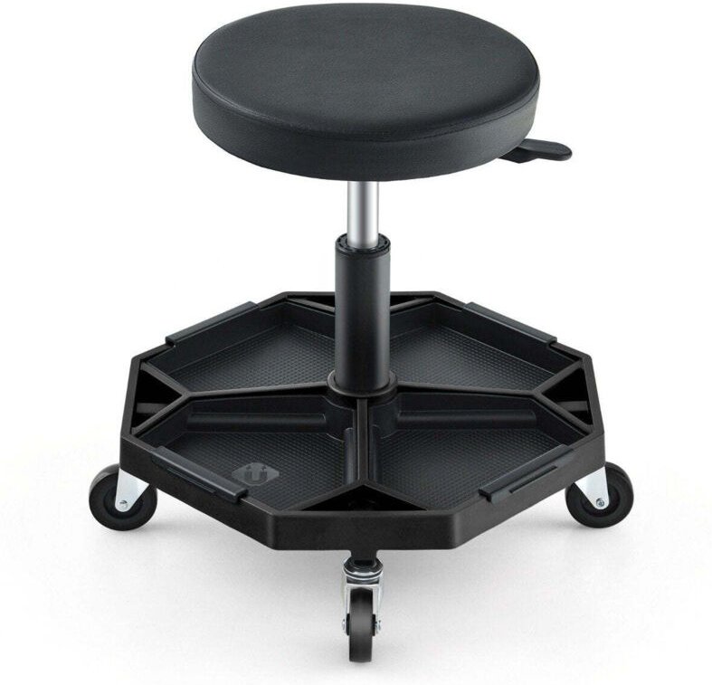 Verstellbarer mechanikerhocker mit werkzeugablage 150 kg tragkraft