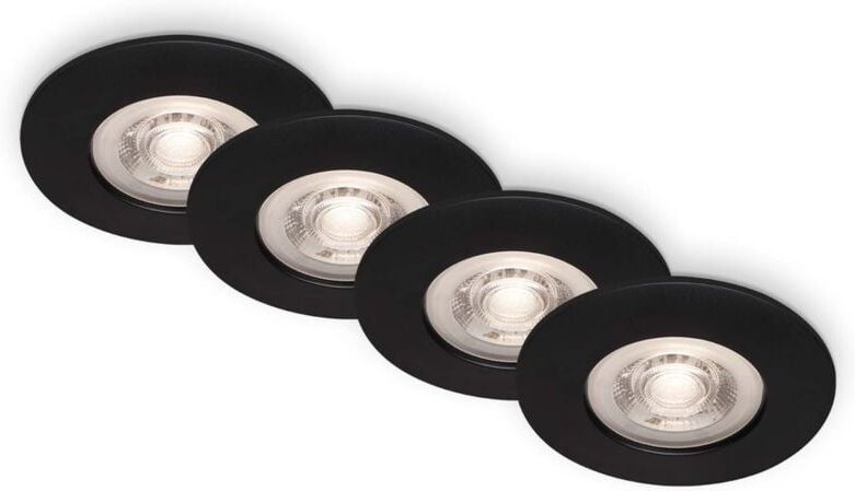 Briloner - led Einbauleuchten Badlampen dimmbar 4er Set 4,9W IP44 Ø9cm schwarz