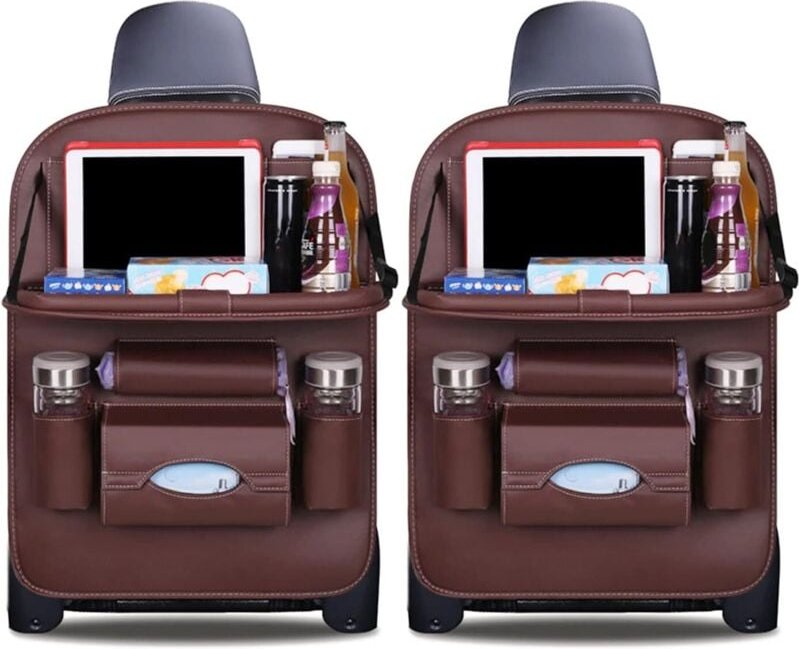 Car Organizers Kick Mats Luxury pu Leather Back Seat Protector with Waterproof Foldable Tablet Holder Car Organizers Sto...