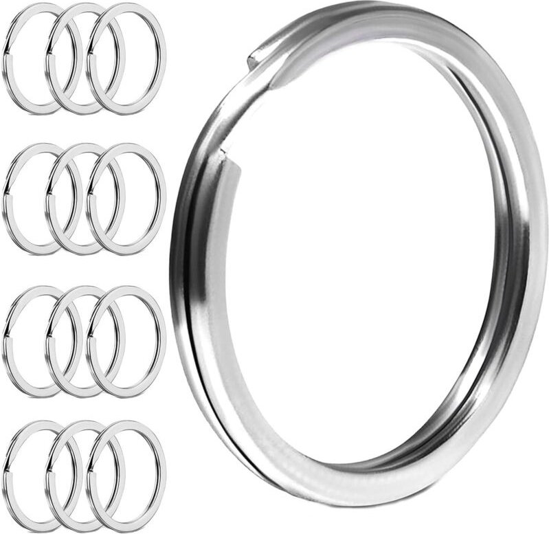20 Stück 304 Schlüsselanhänger, 25 mm Durchmesser, flache Ringe für alle Arten von Schlüsseln, DIY, Bastelarbeiten (Edel...