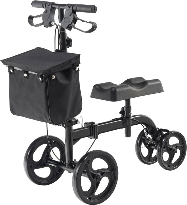 Mophorn - Knieroller zum Zusammenklappen, lenkbarer Gehwagen aus Karbonstahl, höhenverstellbarer Lenker und Kniepolster,...