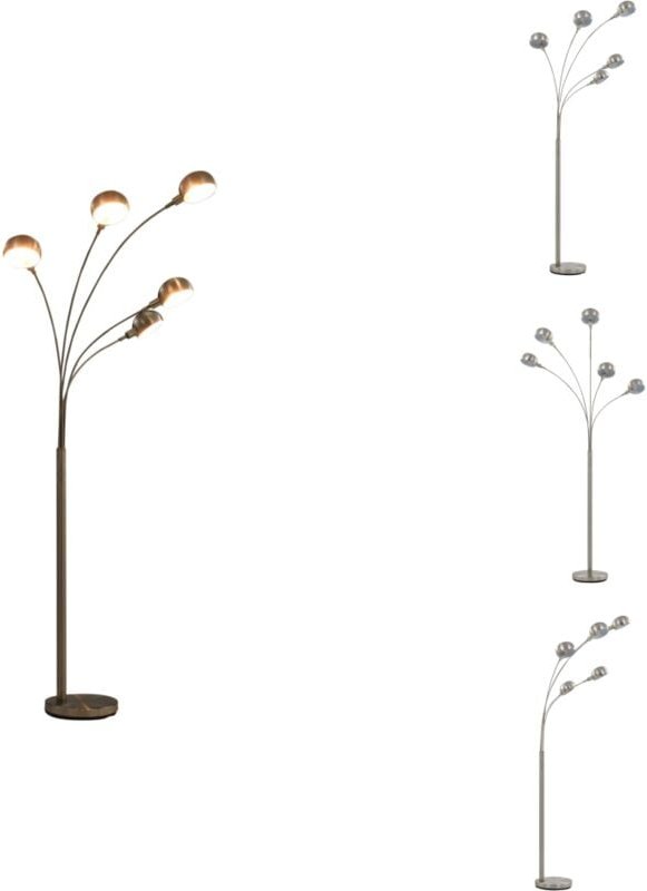Stehlampe 200 cm 5 x E14 Silbern - Stehlampe - Bogenlampe - Moderne Beleuchtung - Wohnzimmer Dekoration - Skandinavische...