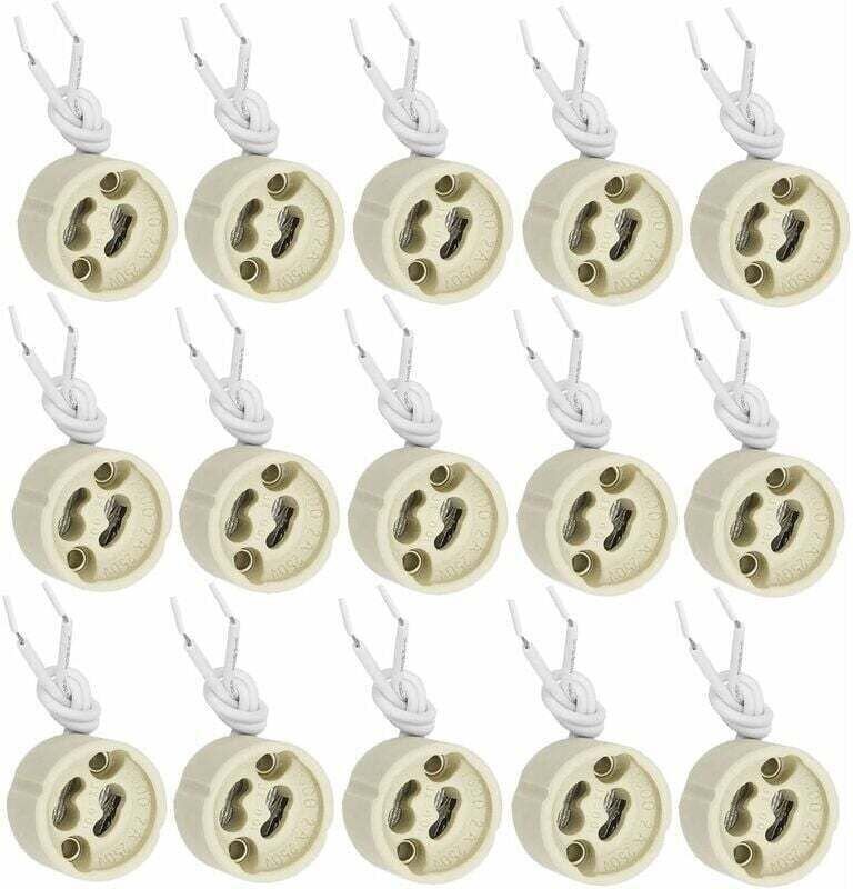 20 Stück GU10 Lampenfassungen, GU10 Sockel, Keramikbasis, 2A 250V mit 9cm Silikonkabel, Lampenfassungsadapter für LED un...