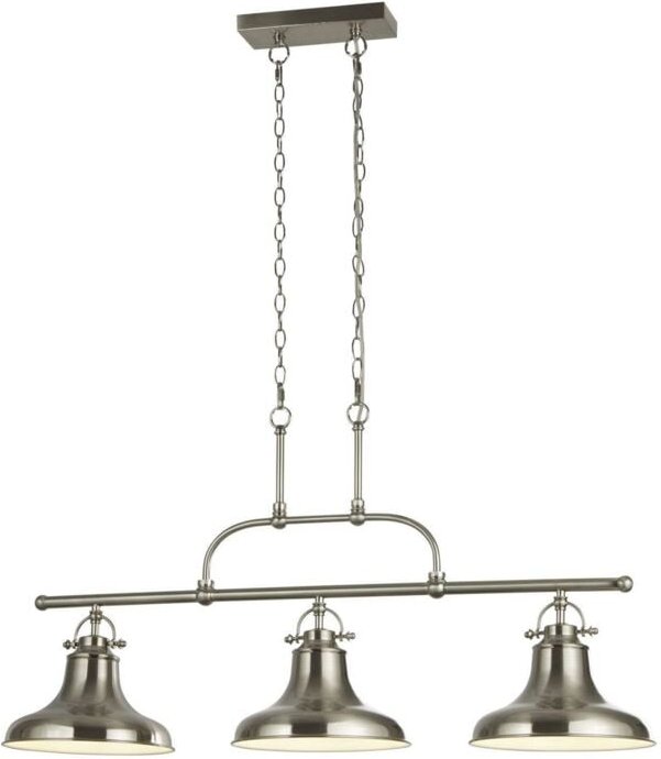 Dallas - 3 Lichtleiste Anhänger Satin Silber, Weiß, E27 - Searchlight
