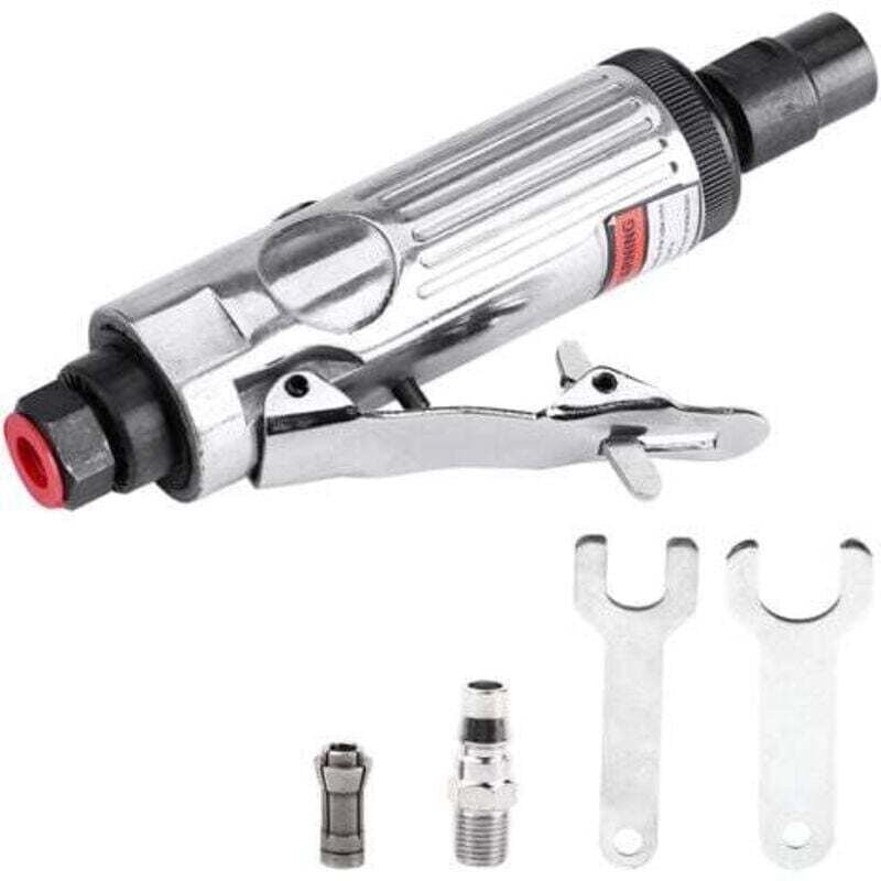 Ulisem Pneumatischer Winkelschleifer, geräuscharmer Druckluft-Stabschleifer, für Formwerkzeuge (Silber)