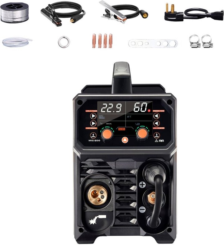 Thumbnail - MIG-Schweißgerät – 200 a Multiprozess-Schweißkraftpaket. Dieses 4-in-1-Schweißgerät bietet Gas-MIG-, Fülldraht-MIG-, Sta...